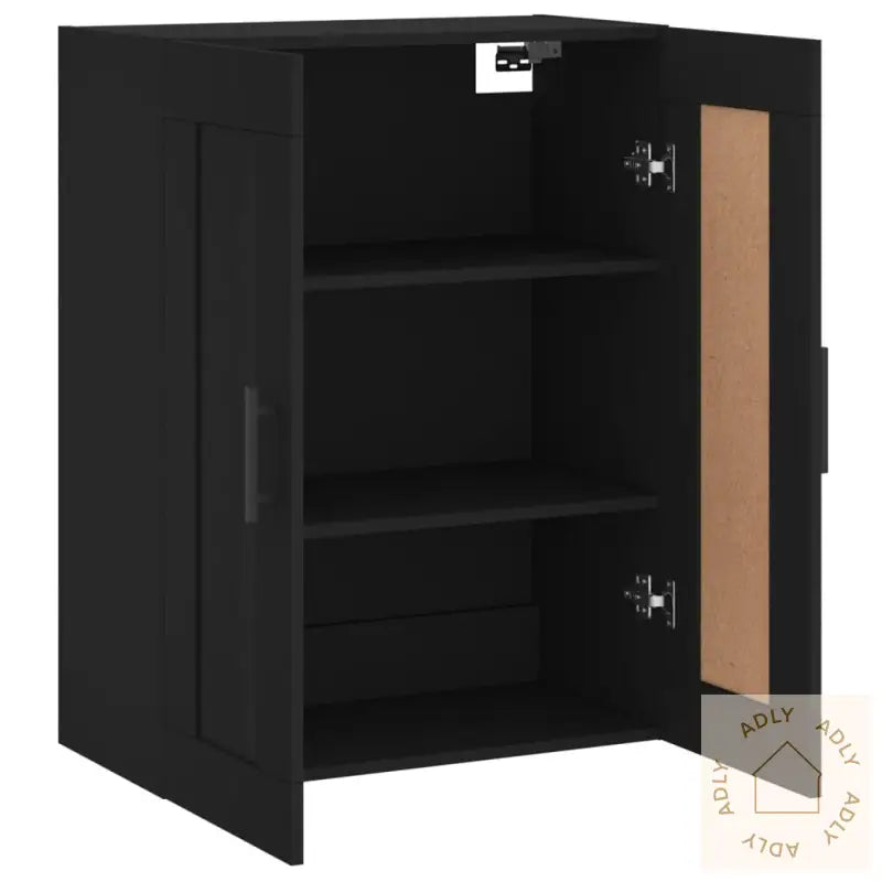 Veggmontert Skap Svart 69,5X34X90 Cm Konstruert Tre