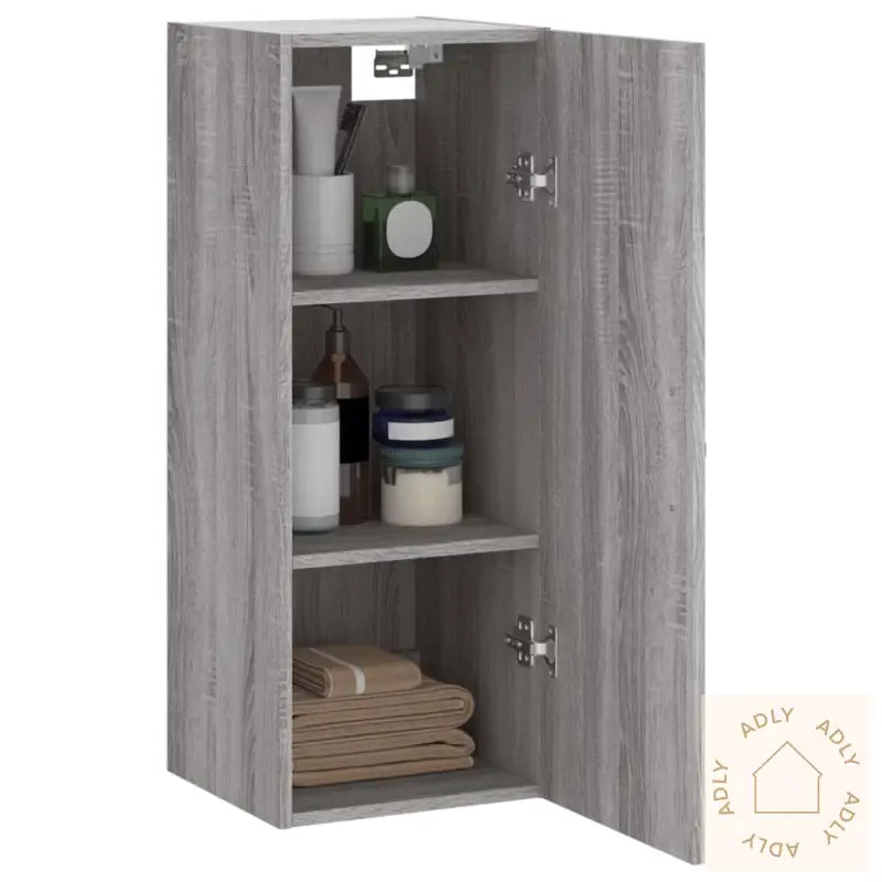 Veggmontert Skap Grå Sonoma 34,5X34X90 Cm Konstruert Tre