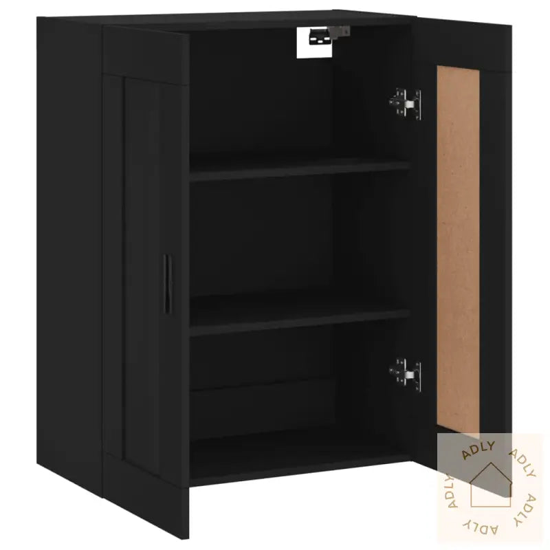 Veggmontert Skap Svart 69,5X34X90 Cm Konstruert Tre