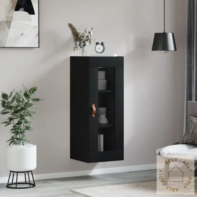 Veggskap Svart 34,5X34X90 Cm