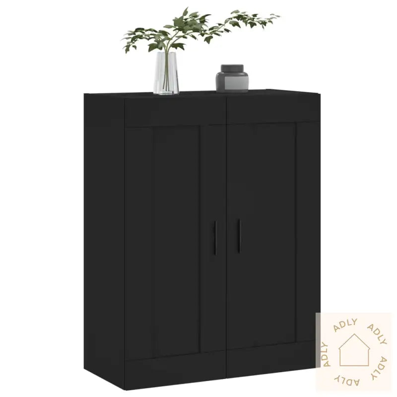 Veggmontert Skap Svart 69,5X34X90 Cm Konstruert Tre