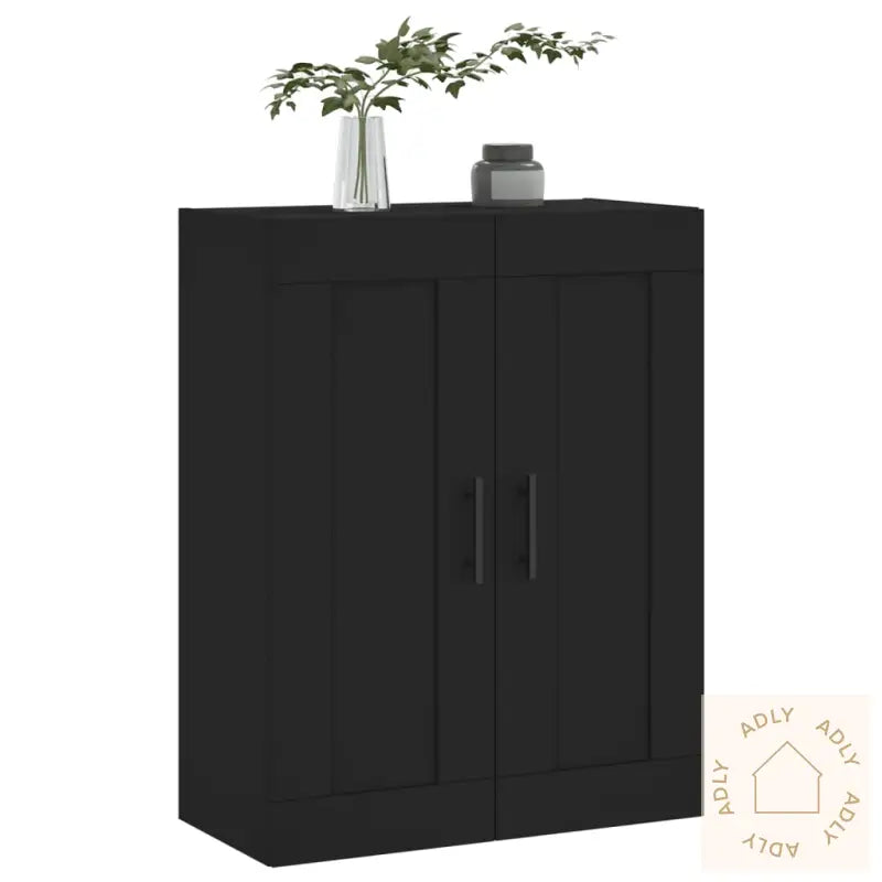 Veggmontert Skap Svart 69,5X34X90 Cm Konstruert Tre