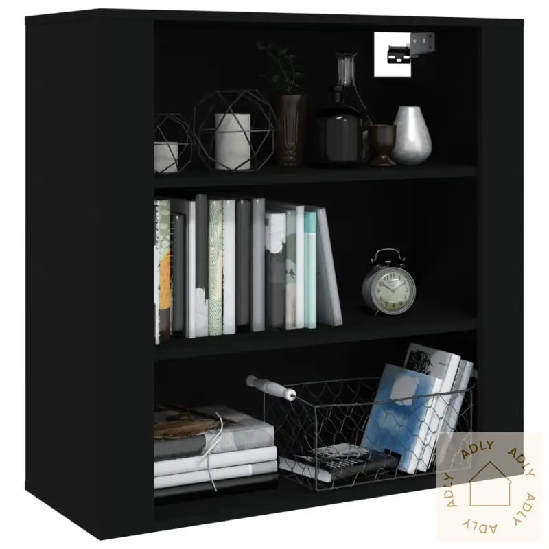Veggskap Svart 80X33X80 Cm Konstruert Tre
