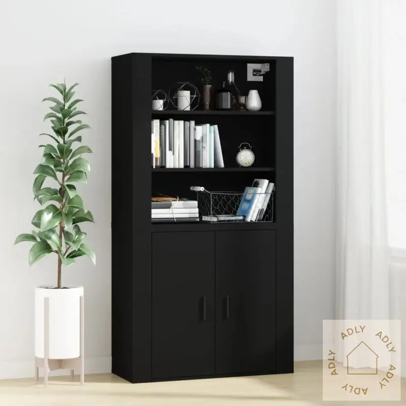 Veggskap Svart 80X33X80 Cm Konstruert Tre