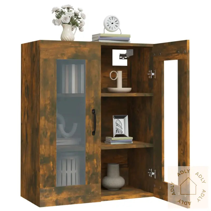 Hengende Veggskap Røkt Eik 69,5X34X90 Cm