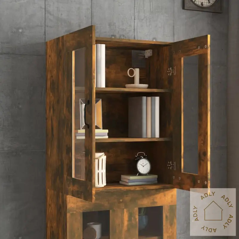 Hengende Veggskap Røkt Eik 69,5X34X90 Cm