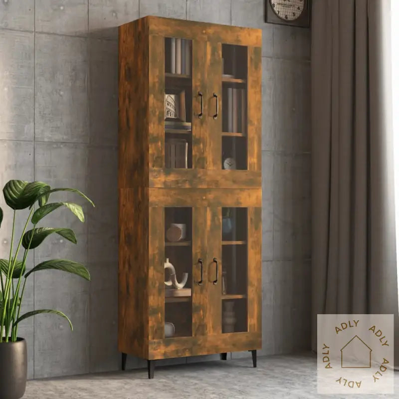 Hengende Veggskap Røkt Eik 69,5X34X90 Cm