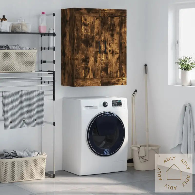 Veggskap Røkt Eik 69,5X34X90 Cm Konstruert Tre