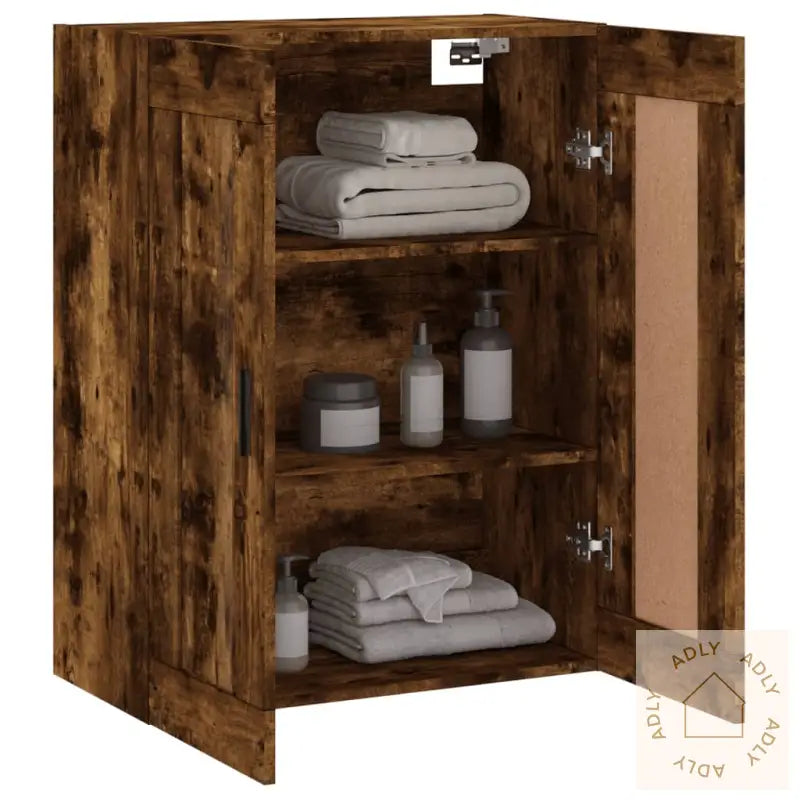 Veggskap Røkt Eik 69,5X34X90 Cm Konstruert Tre