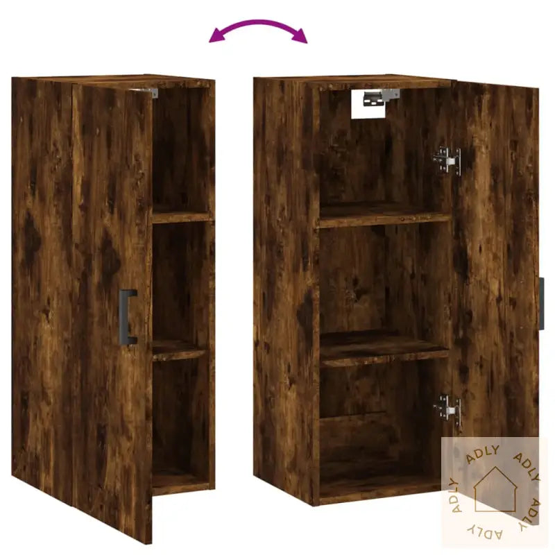 Veggskap Røkt Eik 34,5X34X90 Cm