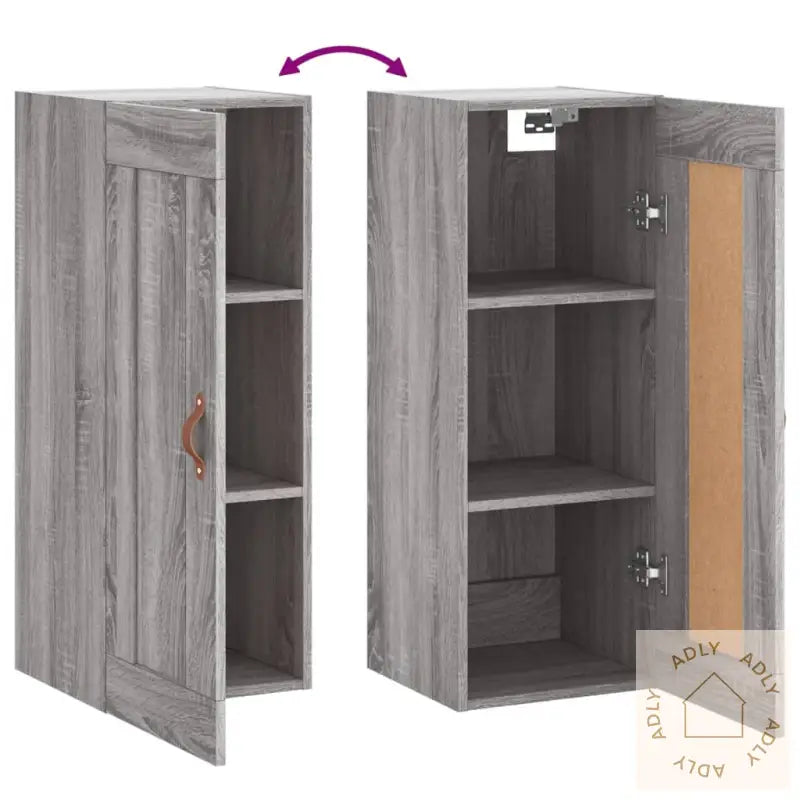 Veggmontert Skap Grå Sonoma 34,5X34X90 Cm Konstruert Tre