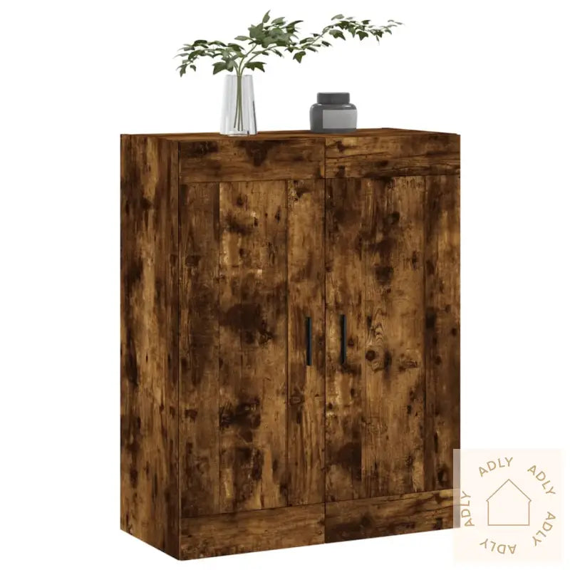 Veggskap Røkt Eik 69,5X34X90 Cm Konstruert Tre