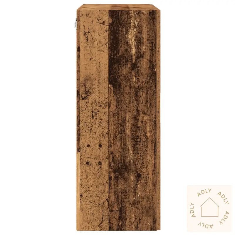 Vegghengt Skap Med Glassdører - Gammelt Tre - 69.5X34X90 Cm