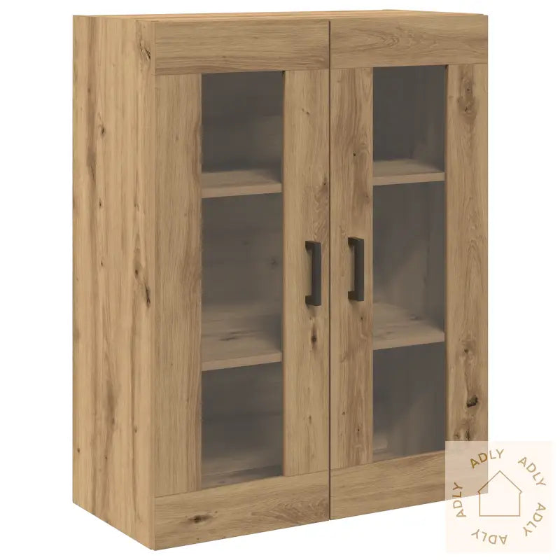 Vegghengt Skap Med Glassdører I Artisan Eik 69.5X34X90 Cm