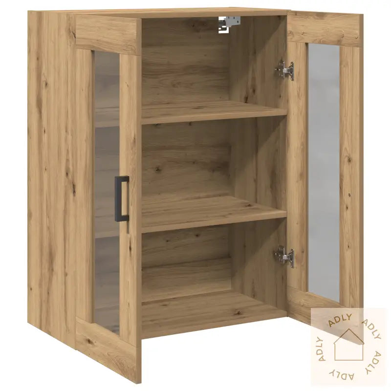 Vegghengt Skap Med Glassdører I Artisan Eik 69.5X34X90 Cm