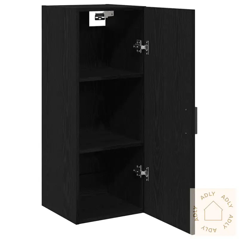 Veggmontert Skap Svart Eik 34,5X34X90 Cm Konstruert Tre