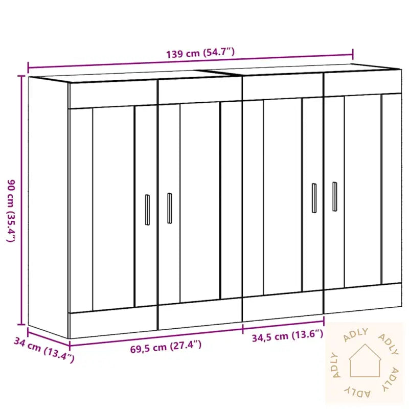 Vegghengte Skap 2 Stk I Gamletre, Mål: 69,5 X 34 X 90 Cm. Laget Av Konstruert Tre.