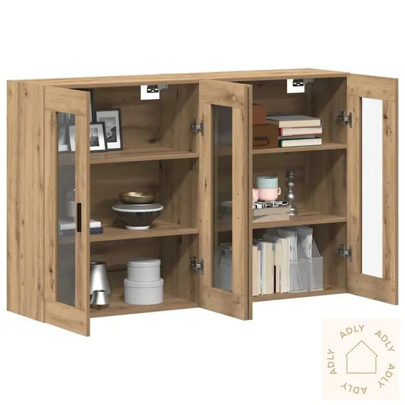 Vegghengte Skap 2 Stk I Artisan Eik, 69,5 X 34 X 90 Cm. Laget Av Konstruert Tre.