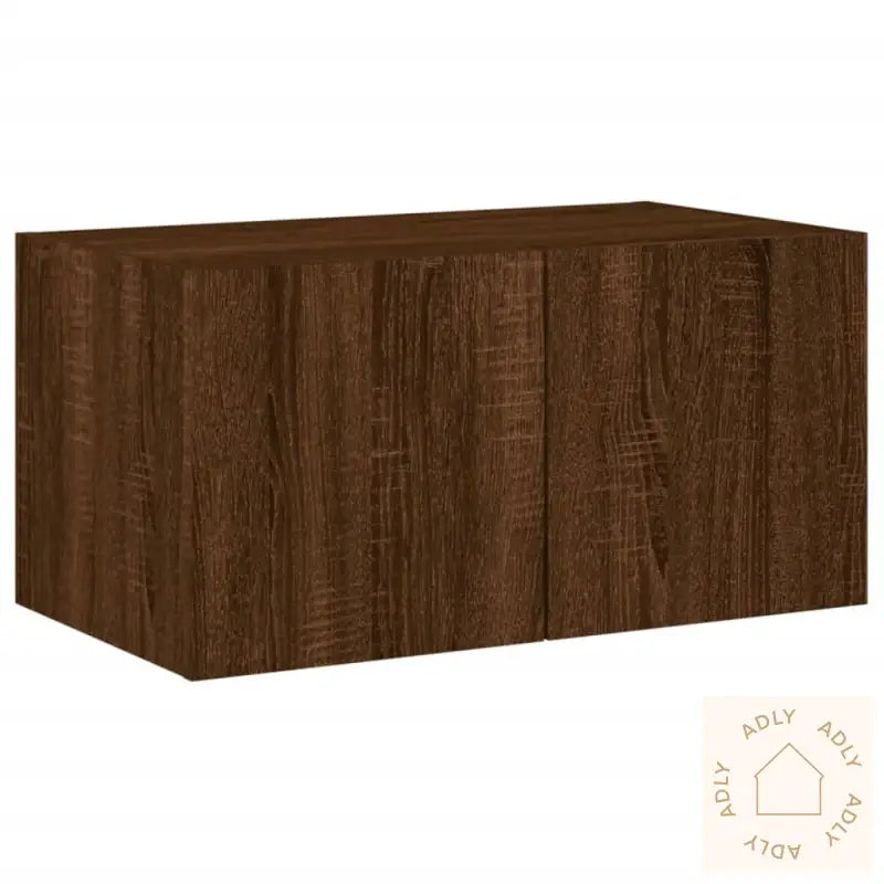 Vegghengte Tv-Enheter Med Led 4 Deler Brun Eik Konstruert Tre