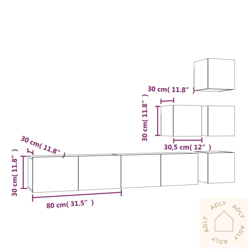 Veggmontert Tv-Benk Røkt Eik Konstruert Tre