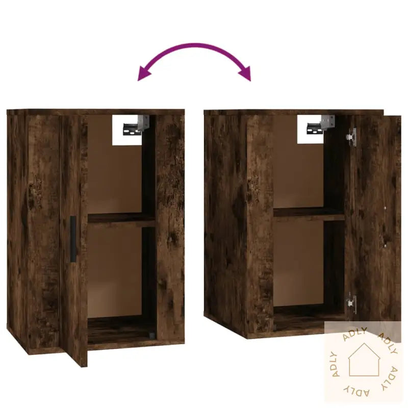 Vegghengte Tv-Benker 2 Stk Røkt Eik 40X34,5X60 Cm