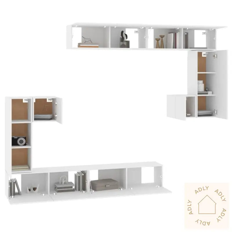 Veggmontert Tv-Benk Hvit Konstruert Tre