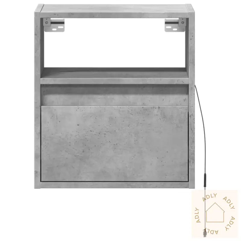 Vegghengte Tv-Benker Med Led-Lys 2 Stk Betonggrå 41X31X45 Cm