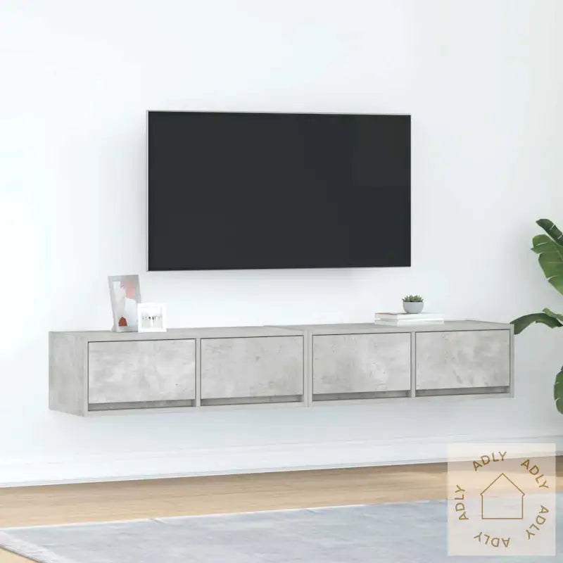 Tv-Benker 2 Stk Betonggrå 80X31X25,5 Cm Konstruert Tre