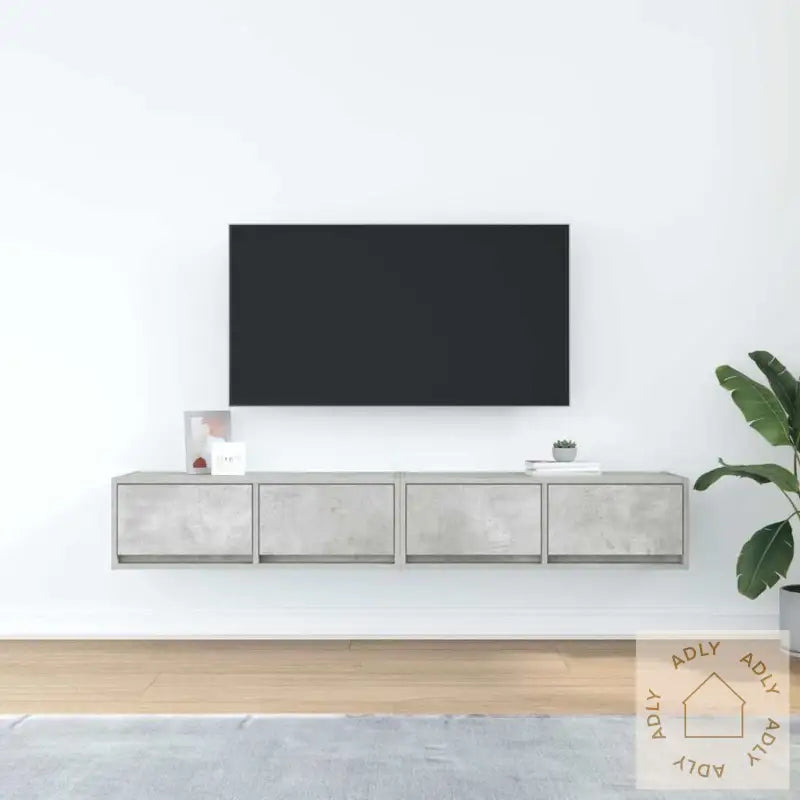 Tv-Benker 2 Stk Betonggrå 80X31X25,5 Cm Konstruert Tre