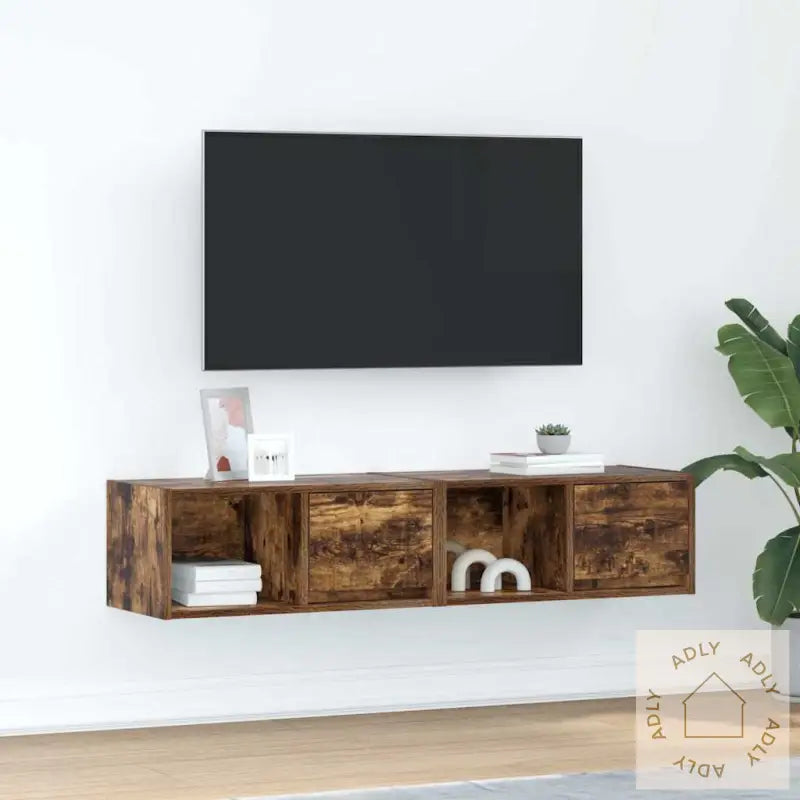 Tv-Benker 2 Stk Røkt Eik 60X31X25,5 Cm Konstruert Tre