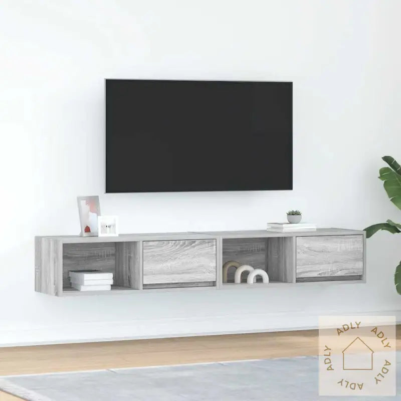 Tv-Benker 2 Stk Grå Sonoma 80X31X25,5 Cm Konstruert Tre