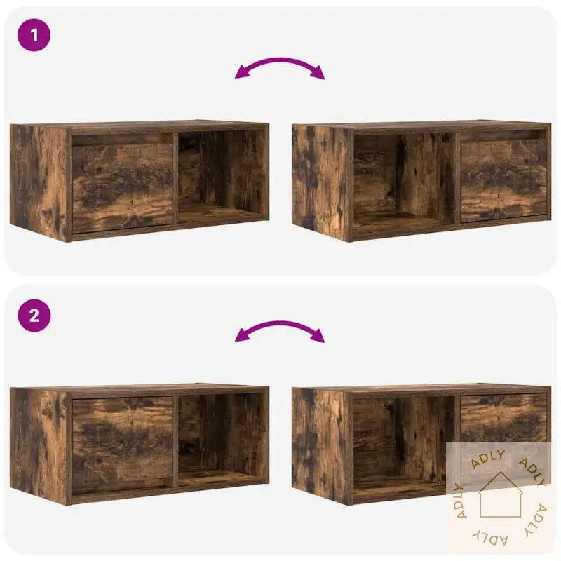 Tv-Benker 2 Stk Røkt Eik 60X31X25,5 Cm Konstruert Tre