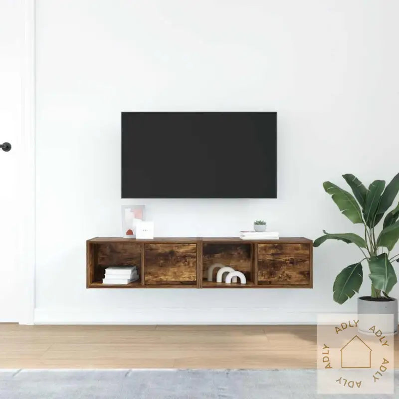 Tv-Benker 2 Stk Røkt Eik 60X31X25,5 Cm Konstruert Tre