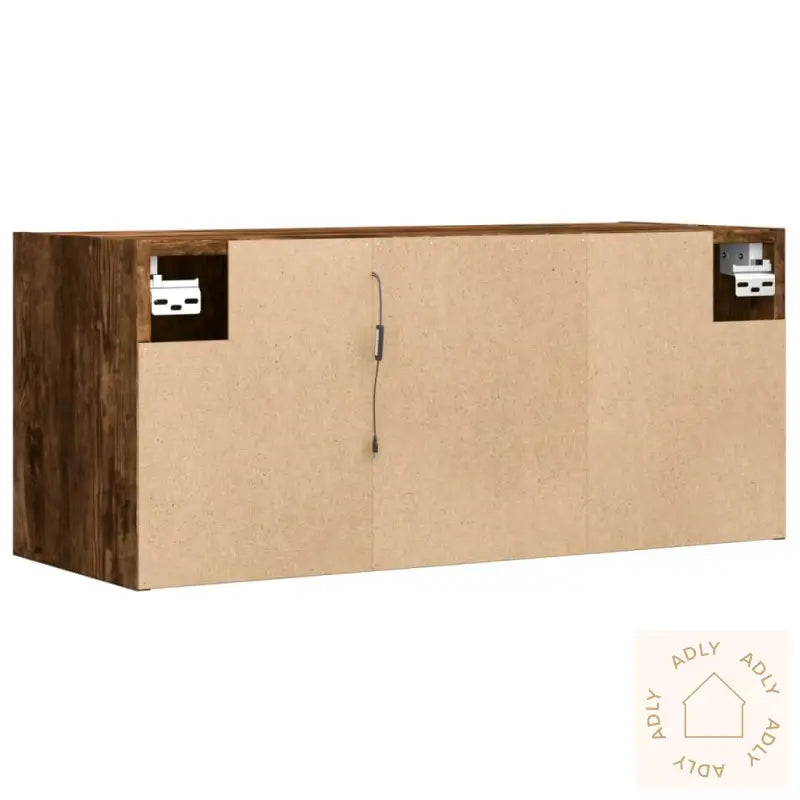 Vegghengt Tv-Benk Med Led Røkt Eik 80X31X35 Cm