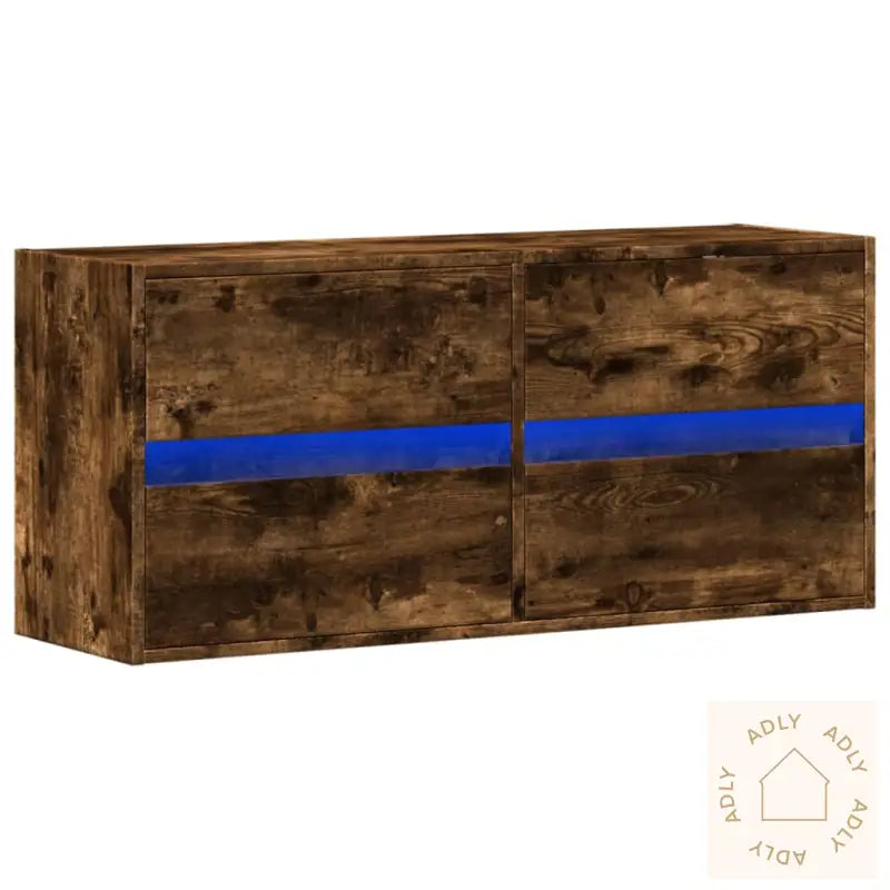 Vegghengt Tv-Benk Med Led Røkt Eik 100X31X45 Cm