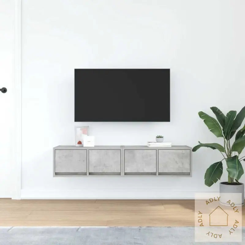 Tv-Benker 2 Stk Betonggrå 60X31X25,5 Cm Konstruert Tre