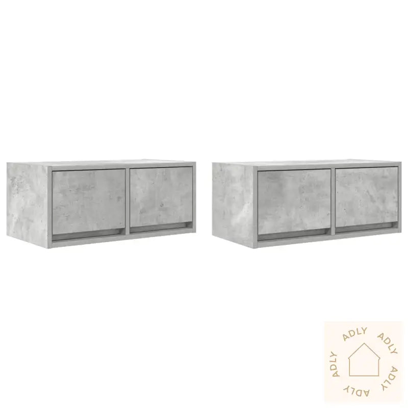 Tv-Benker 2 Stk Betonggrå 60X31X25,5 Cm Konstruert Tre