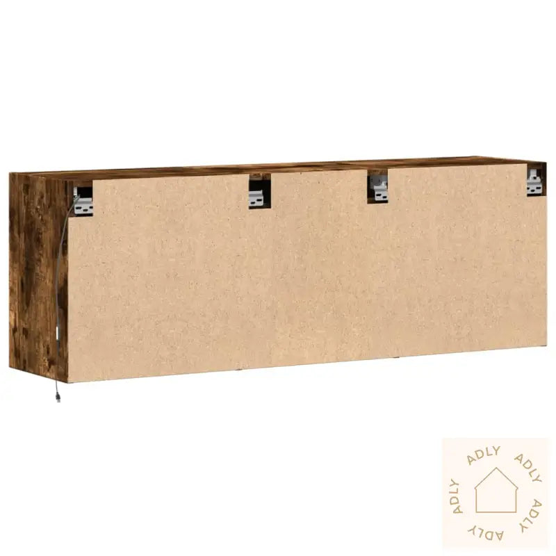 Vegghengt Tv-Benk Med Led Røkt Eik 130X31X45 Cm