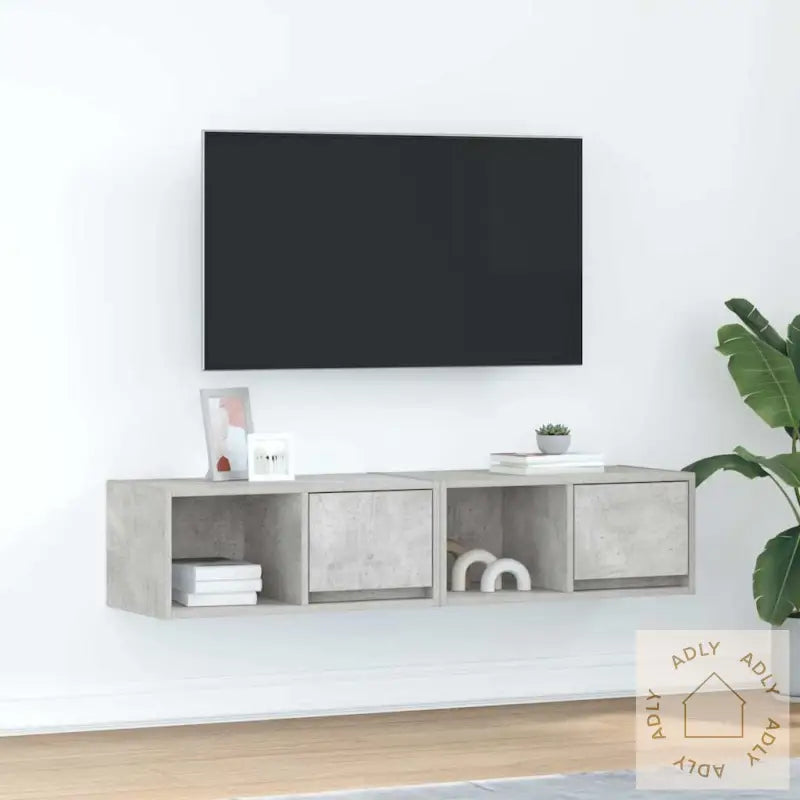 Tv-Benker 2 Stk Betonggrå 60X31X25,5 Cm Konstruert Tre