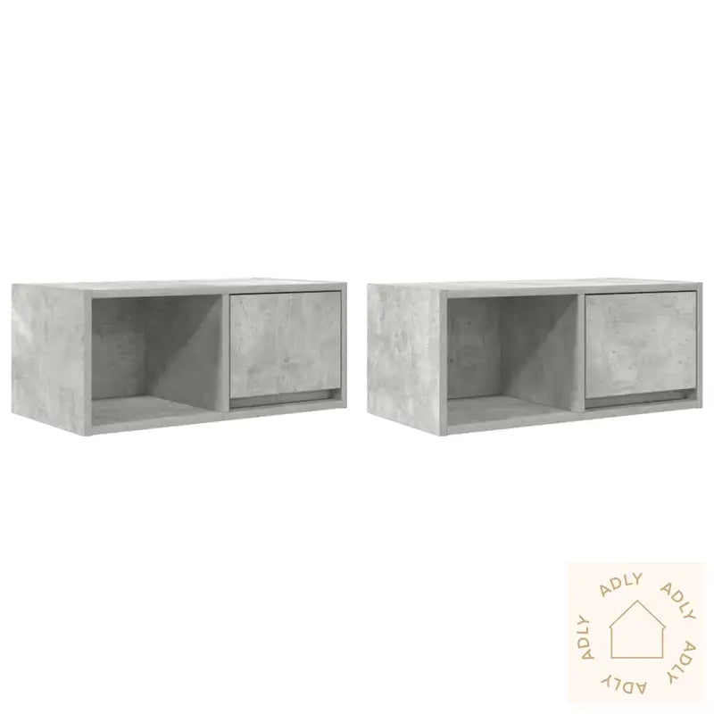 Tv-Benker 2 Stk Betonggrå 60X31X25,5 Cm Konstruert Tre