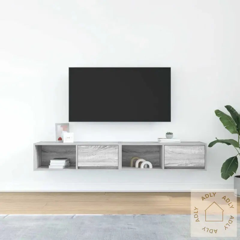 Tv-Benker 2 Stk Grå Sonoma 80X31X25,5 Cm Konstruert Tre