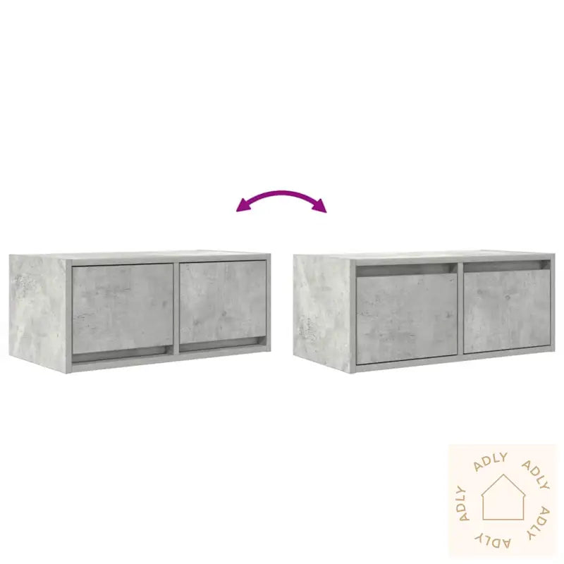 Tv-Benker 2 Stk Betonggrå 60X31X25,5 Cm Konstruert Tre