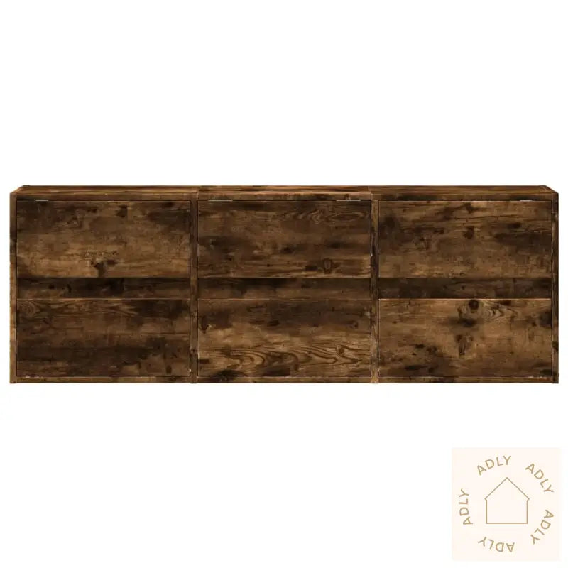 Vegghengt Tv-Benk Med Led Røkt Eik 130X31X45 Cm