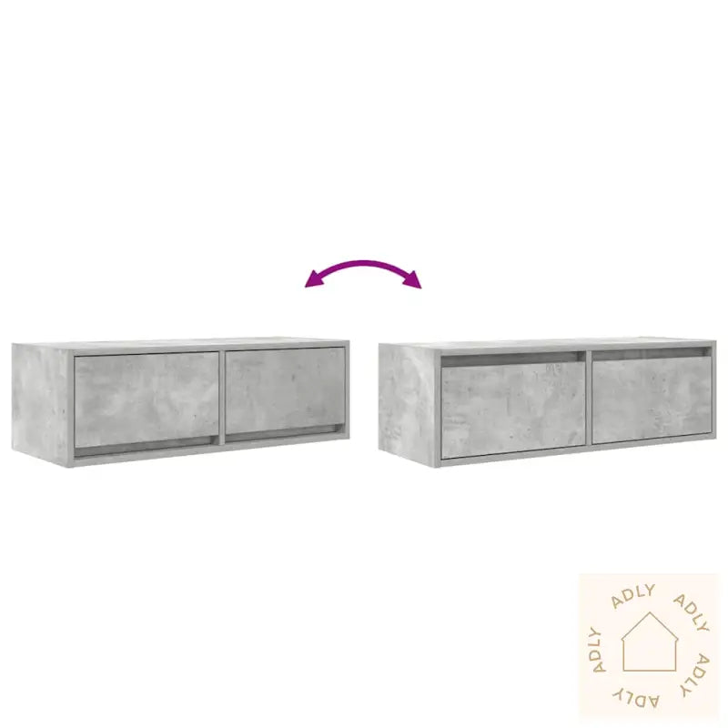 Tv-Benker 2 Stk Betonggrå 80X31X25,5 Cm Konstruert Tre