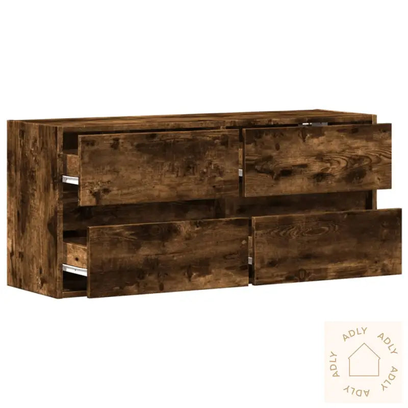 Vegghengt Tv-Benk Med Led Røkt Eik 100X31X45 Cm