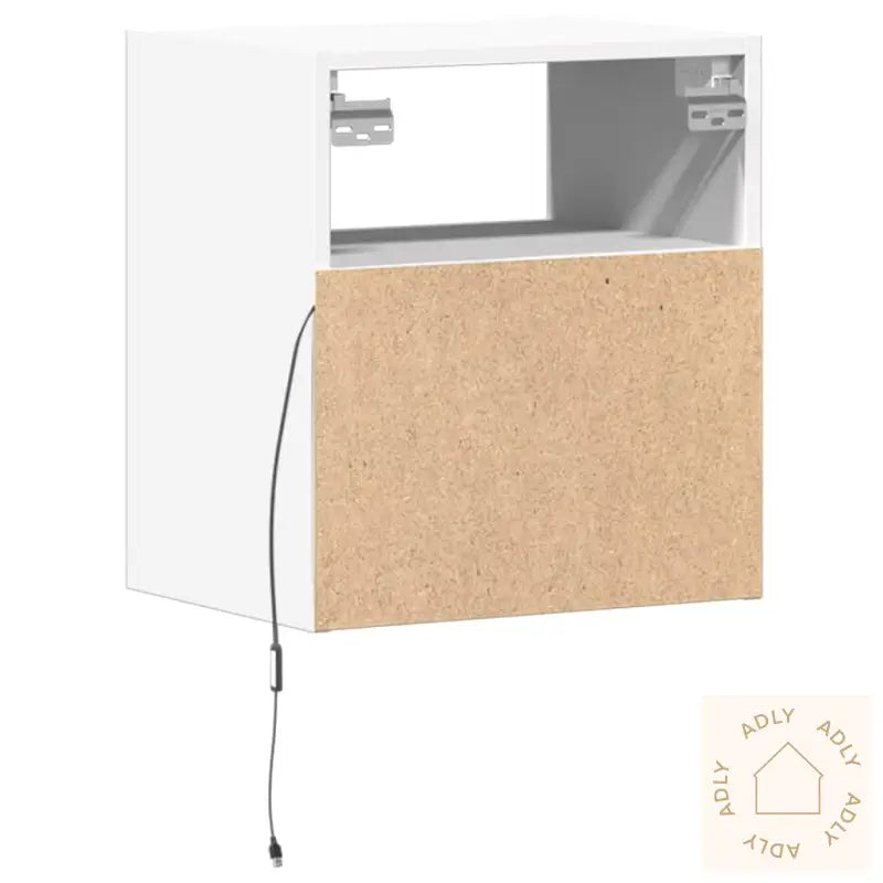 Vegghengte Tv-Benker Med Led 2 Stk Hvit 41X31X45 Cm