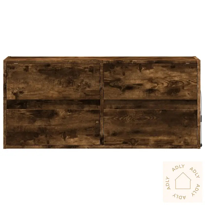 Vegghengt Tv-Benk Med Led Røkt Eik 100X31X45 Cm