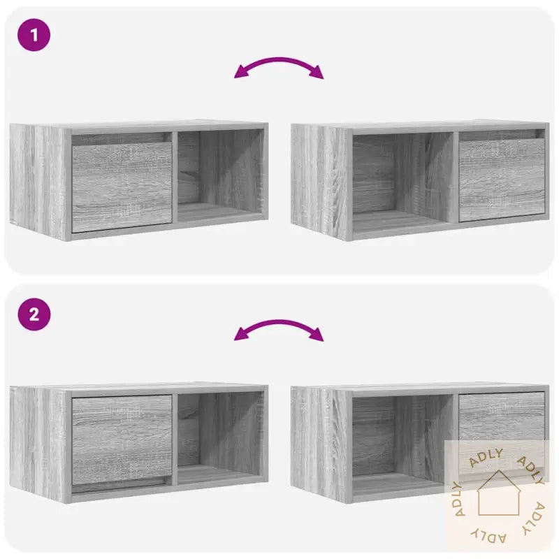 Tv-Benker 2 Stk Grå Sonoma 60X31X25,5 Cm Konstruert Tre