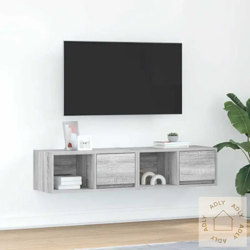 Tv-Benker 2 Stk Grå Sonoma 60X31X25,5 Cm Konstruert Tre