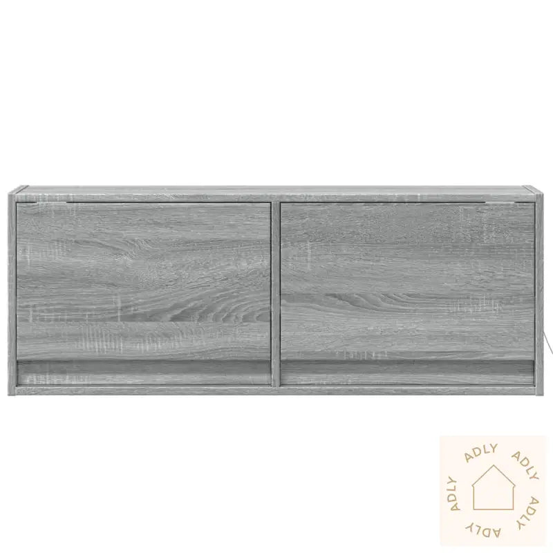 Vegghengt Tv-Benk Med Led Grå Sonoma 100X31X35 Cm